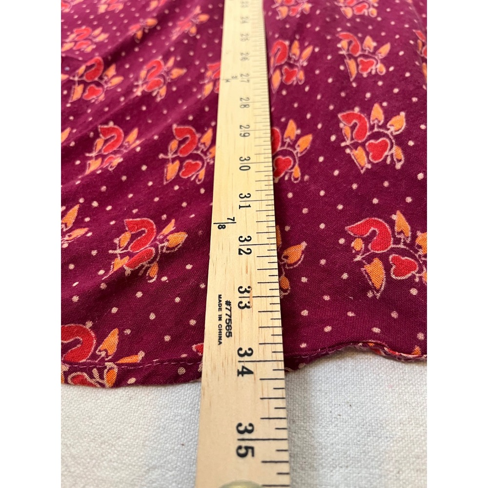 Boho Wrap Midi Skirt Burgundy Floral Block Print Tie Waist Handmade Look
Cotton - Picture 6 of 7